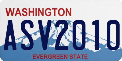 WA license plate ASV2010