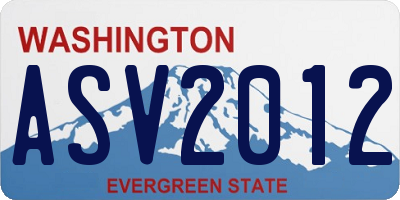 WA license plate ASV2012
