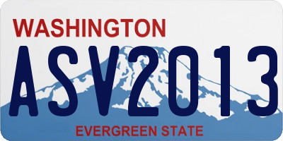 WA license plate ASV2013