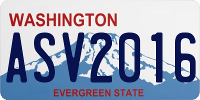 WA license plate ASV2016