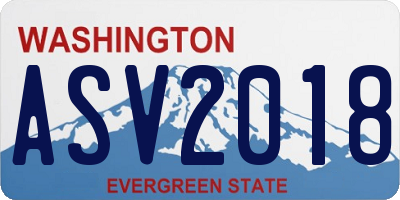 WA license plate ASV2018