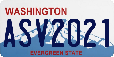 WA license plate ASV2021