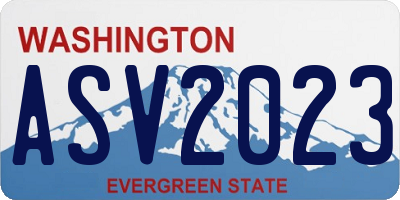 WA license plate ASV2023