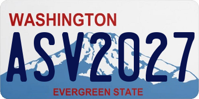 WA license plate ASV2027