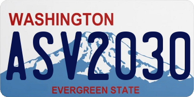 WA license plate ASV2030