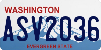 WA license plate ASV2036