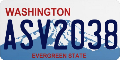 WA license plate ASV2038