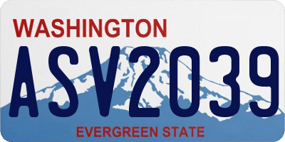 WA license plate ASV2039