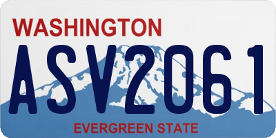 WA license plate ASV2061