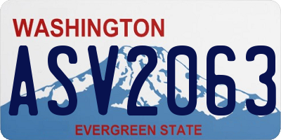 WA license plate ASV2063