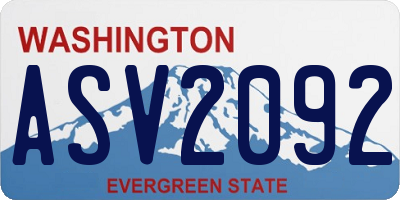 WA license plate ASV2092