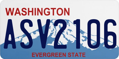 WA license plate ASV2106