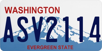 WA license plate ASV2114