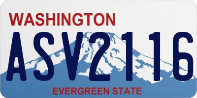 WA license plate ASV2116