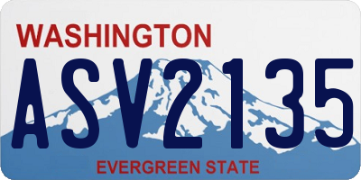 WA license plate ASV2135