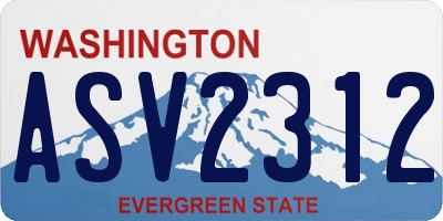WA license plate ASV2312