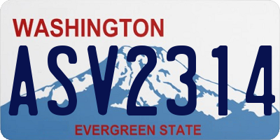 WA license plate ASV2314