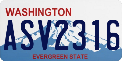 WA license plate ASV2316