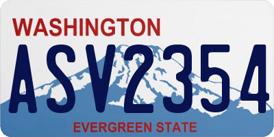 WA license plate ASV2354