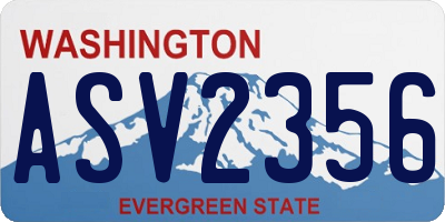 WA license plate ASV2356