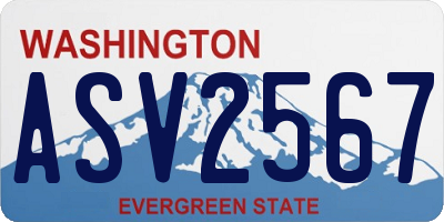 WA license plate ASV2567
