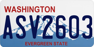 WA license plate ASV2603