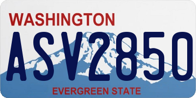 WA license plate ASV2850