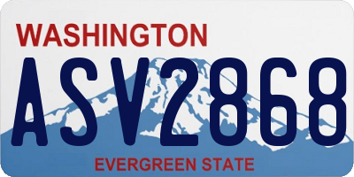WA license plate ASV2868