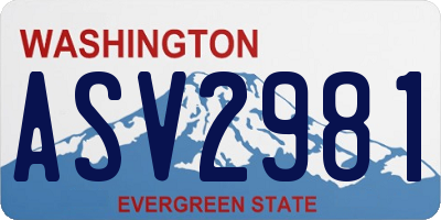 WA license plate ASV2981