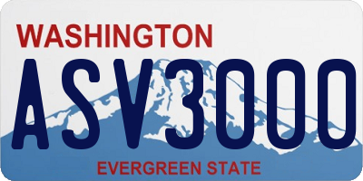 WA license plate ASV3000