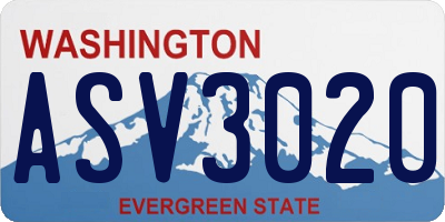 WA license plate ASV3020