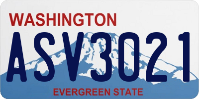 WA license plate ASV3021