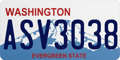 WA license plate ASV3038