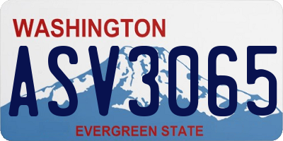 WA license plate ASV3065
