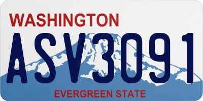 WA license plate ASV3091