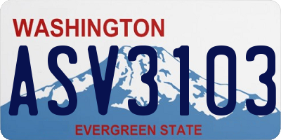 WA license plate ASV3103