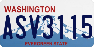 WA license plate ASV3115