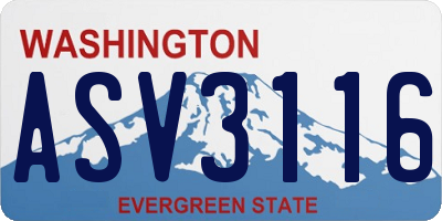 WA license plate ASV3116