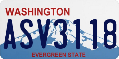 WA license plate ASV3118
