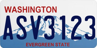 WA license plate ASV3123