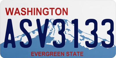 WA license plate ASV3133