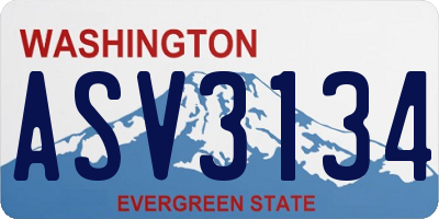 WA license plate ASV3134