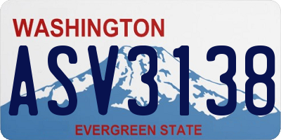 WA license plate ASV3138