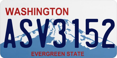 WA license plate ASV3152