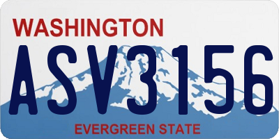 WA license plate ASV3156