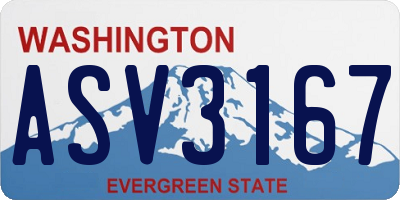 WA license plate ASV3167
