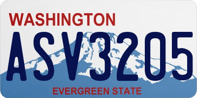 WA license plate ASV3205