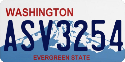 WA license plate ASV3254