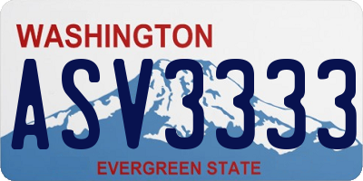 WA license plate ASV3333