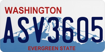 WA license plate ASV3605